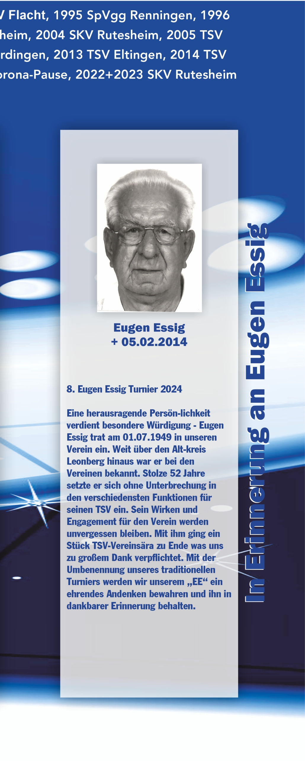 Stuttgarter Hofbräu präsentiert das 8. Eugen-Essig-Gedächtnis-Turnier 2024