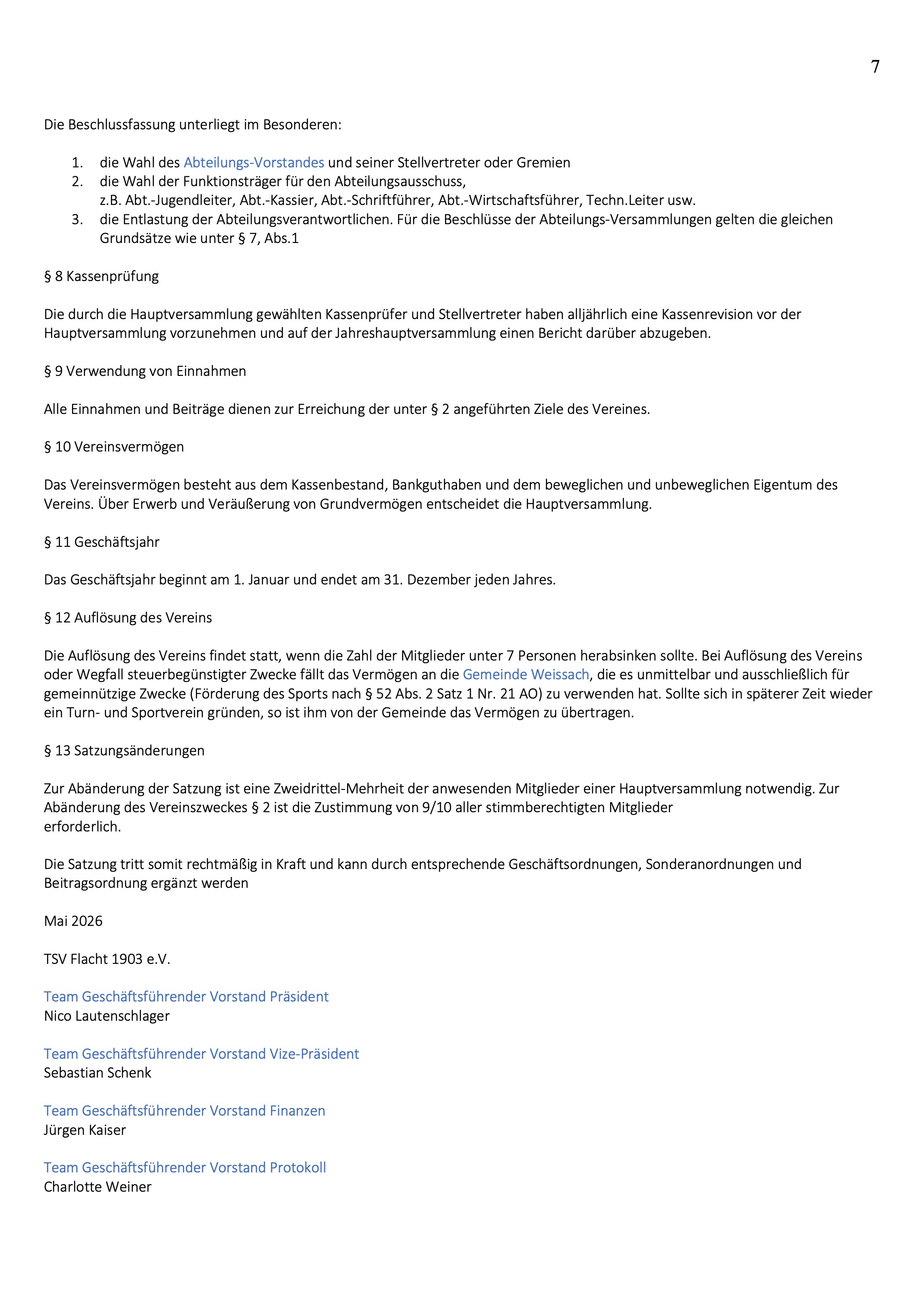 Einladung zur ordentlichen Jahreshauptversammlung 2026