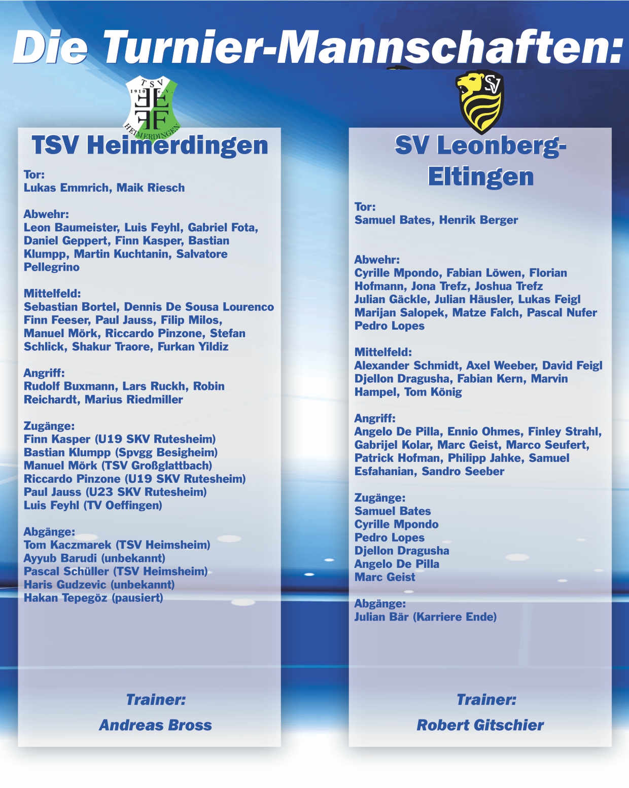 Morgen ist es endlich soweit! Das 10. Eugen Essig-Gedächtnis-Turnier 2026, präsentiert von Stuttgarter Hofbräu, startet auf dem Sportgelände des TSV Flacht! 