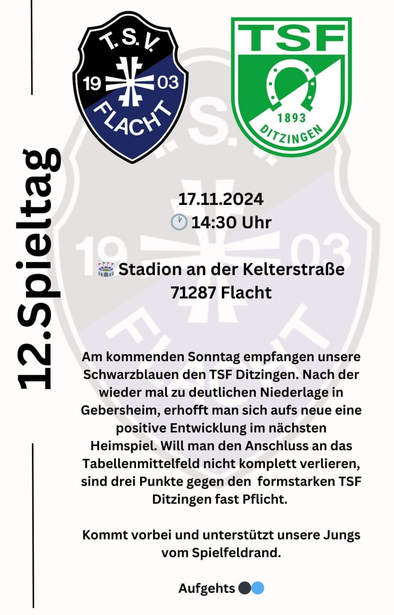 Heimspieltag an der Kelterstraße - 12. Spieltag