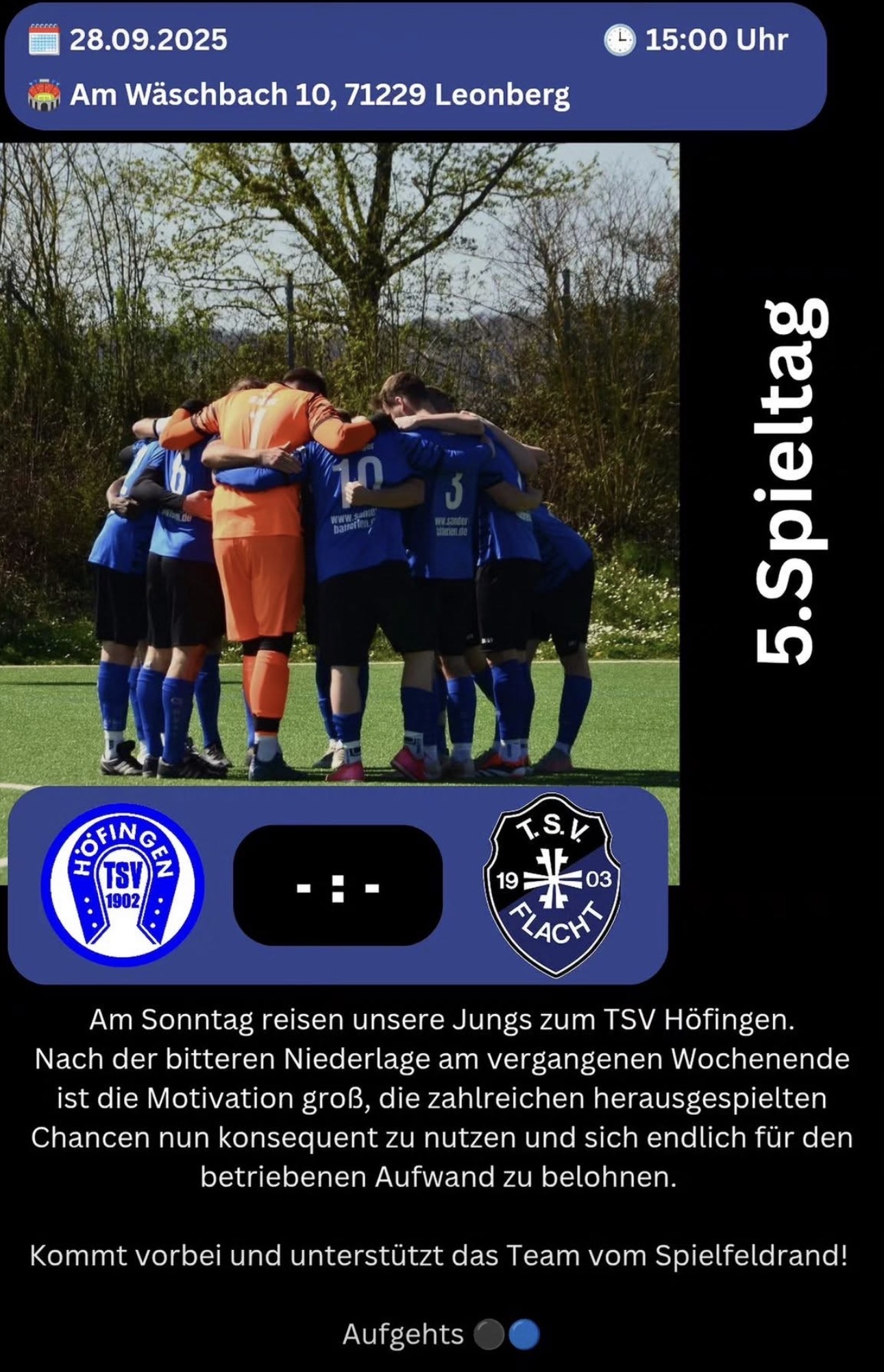 Heute Auswärtsspiel in Höfingen