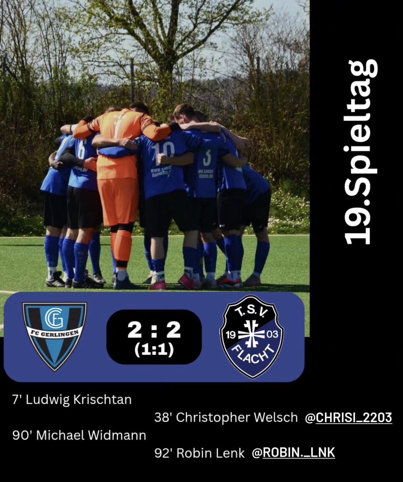 Bericht von unserem Pressewart Wopfi: FC Gerlingen – TSV Flacht 2:2 (1:1)