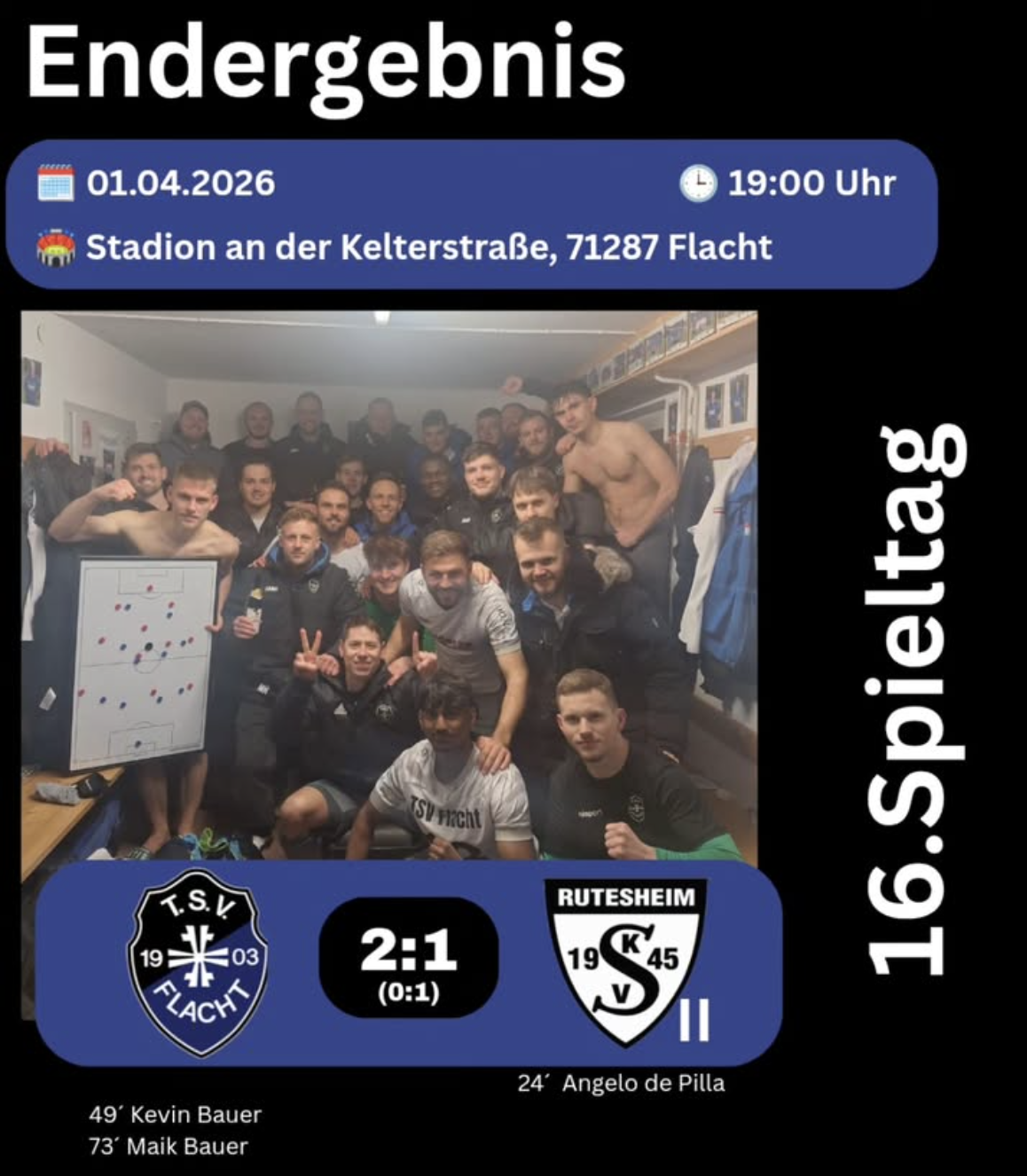 Im Nachholspiel der Kreisliga A2 konnten wir am Mittwoch einen verdienten 2:1-Heimerfolg gegen die zweite Mannschaft der SKV Rutesheim einfahren. 