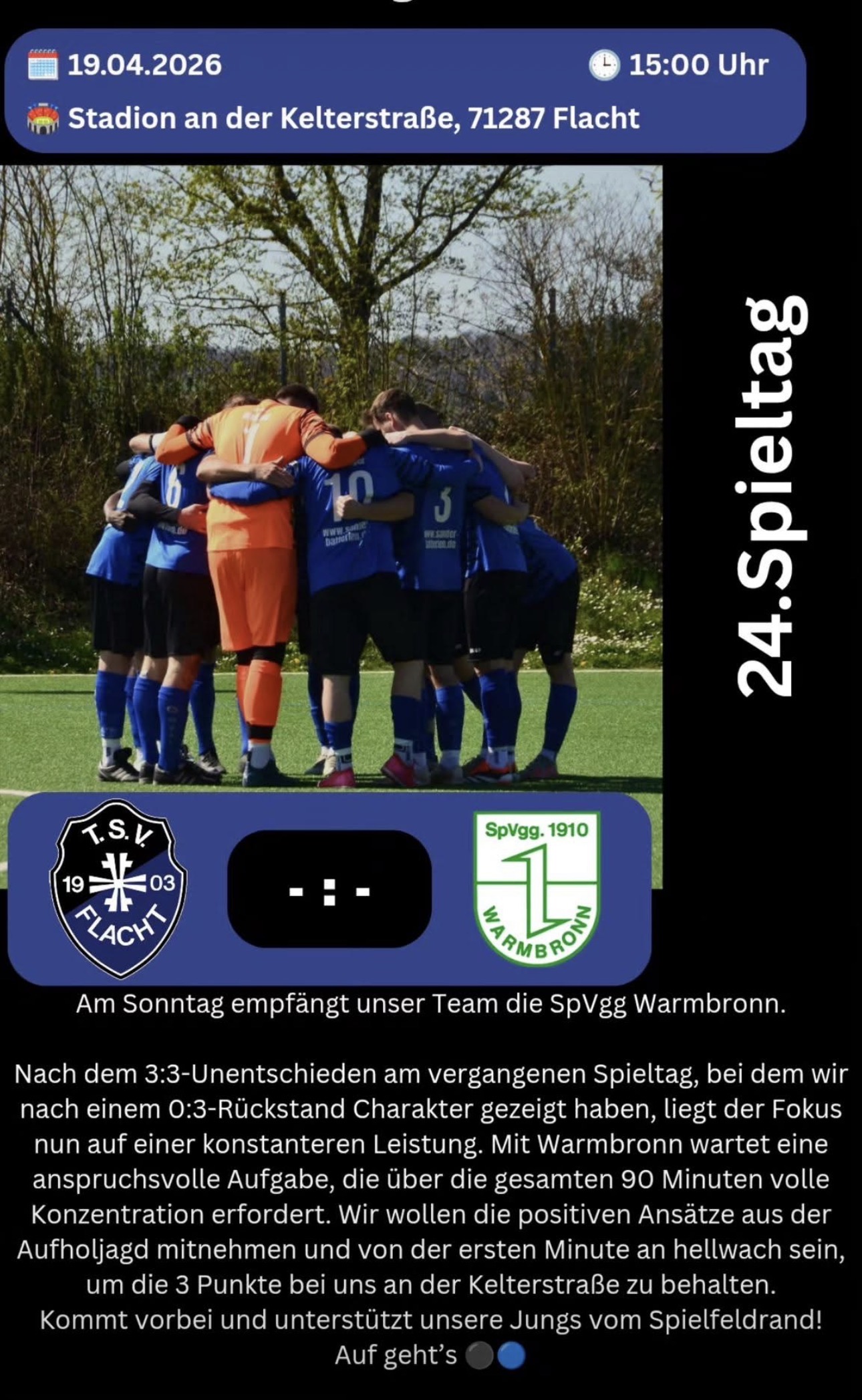 19.04.2026: Heimspiel an der Kelterstraße