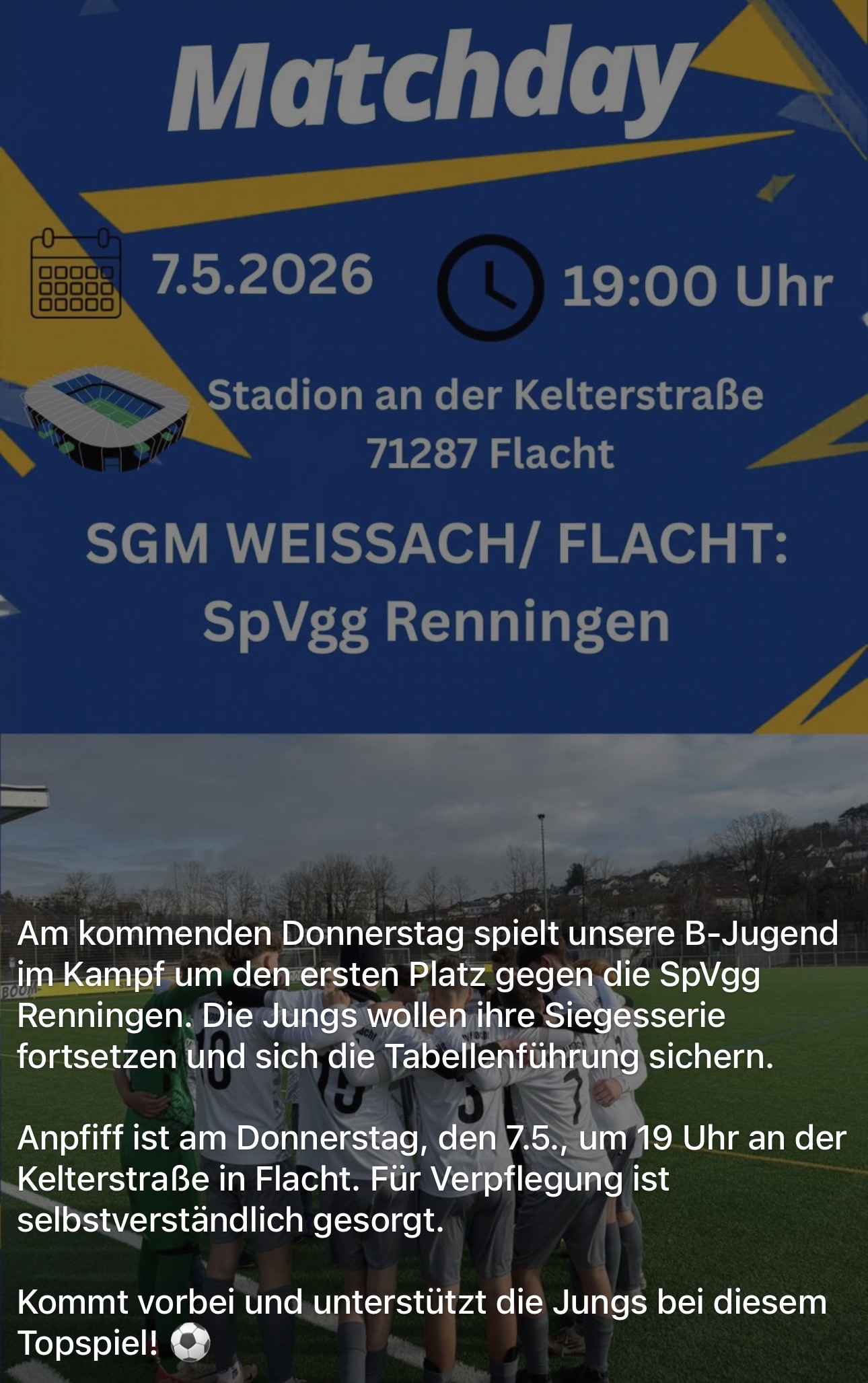 B-Junioren der SGM Weissach/Flacht gegen SpVgg Renningen