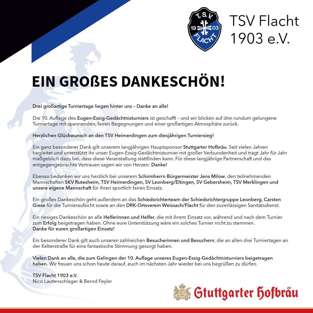 10. Eugen-Essig-Gedächtnis-Turnier präsentiert von Stuttgarter Hofbräu