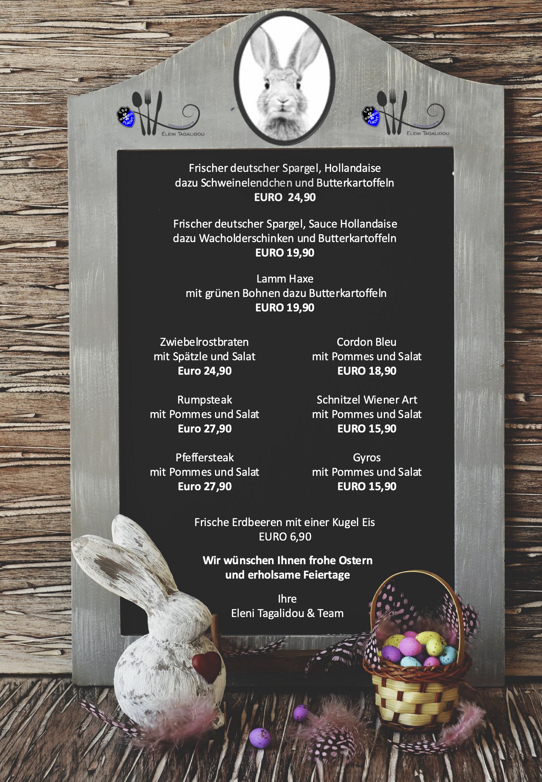 Osterfeiertage bei uns an der Kelterstraße - wir freuen uns auf Ihren Besuch!