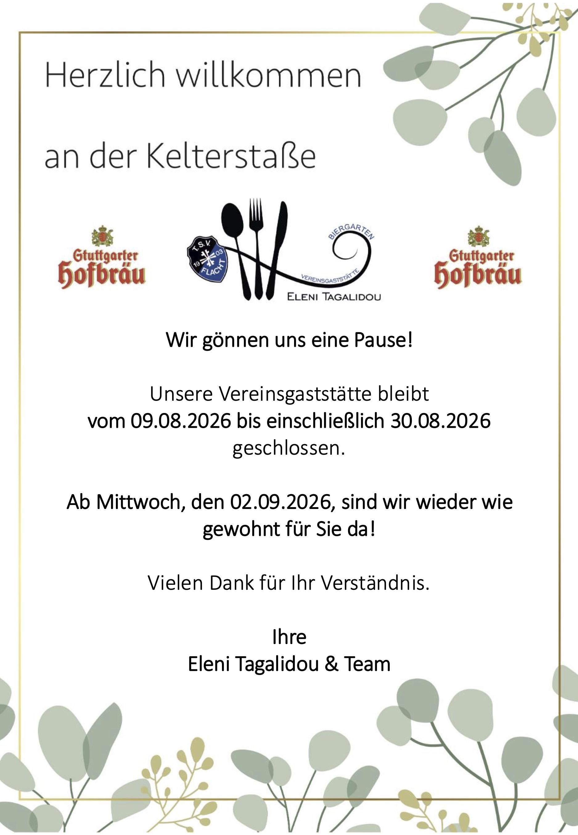 Urlaub Vereinsgaststätte
