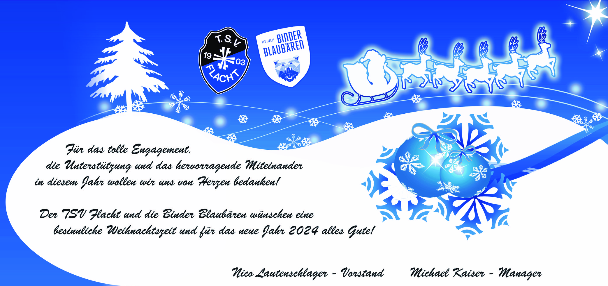 Die Binder Blaubären TSV Flacht wünschen frohe Weihnachten