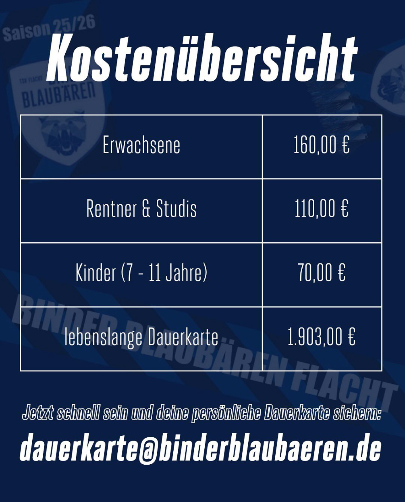 Binder Blaubären TSV Flacht: Dauerkarte Saison 2025/2026